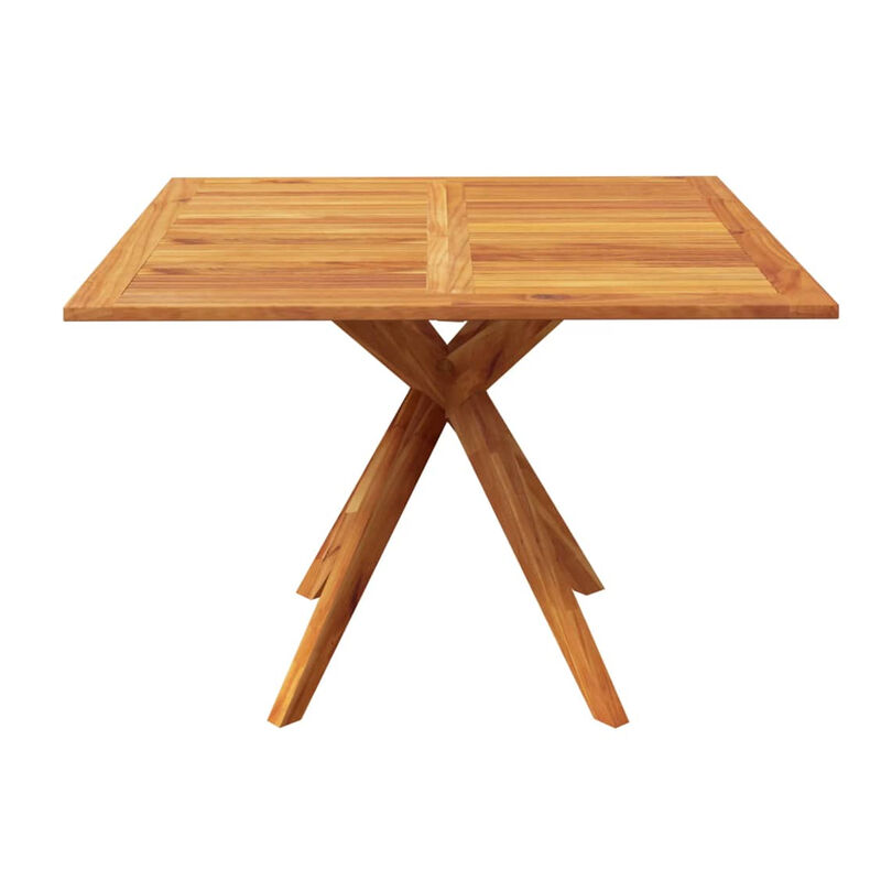 Patio Outdoor Dining Table, 43 Inch Square Natural Brown Acacia Wood - Benzara