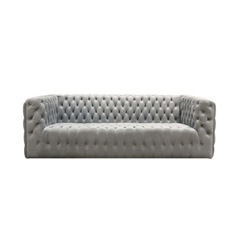 Pasargad Home Vicenza Collection Velvet Tufted Sofa (Blue)
