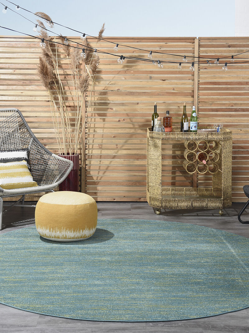 Nourison Essentials NRE01 Blue/Green 8' x Round Rug image number 1