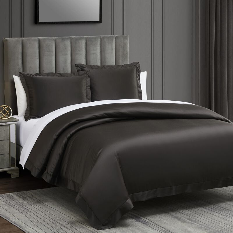 High Shine Espresso Queen Duvet Cover Set image number 0