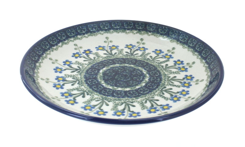 Blue Rose Polish Pottery Day Lily Bouquet Dessert Plate
