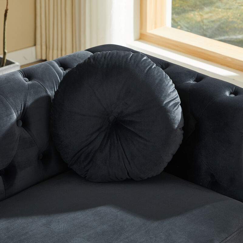 Wapces 82-Inch Velvet Chesterfield sofa image number 8