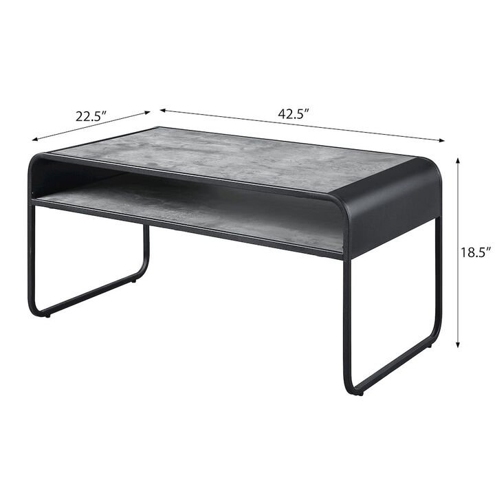 Plethoria Home Concrete Grey and Black 1-shelf Coffee Table