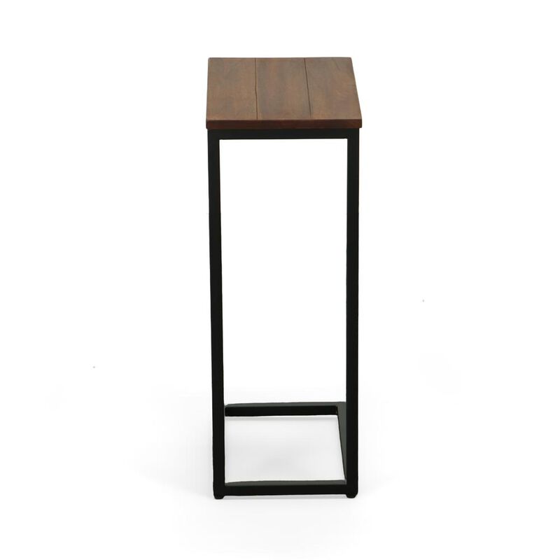Carolina Living Aggie C-Form Accent Table - Chestnut Top - Black Base