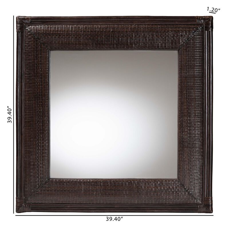 bali & pari Candela Natural Rattan Wall Mirror - Handwoven Wicker Accent Piece with Inset Mirrored Glass and Textured Frame image number 4