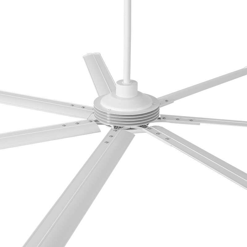 84 in. Industrial Matte White 7 Aluminum Blades Ceiling Fan with Remote without Light