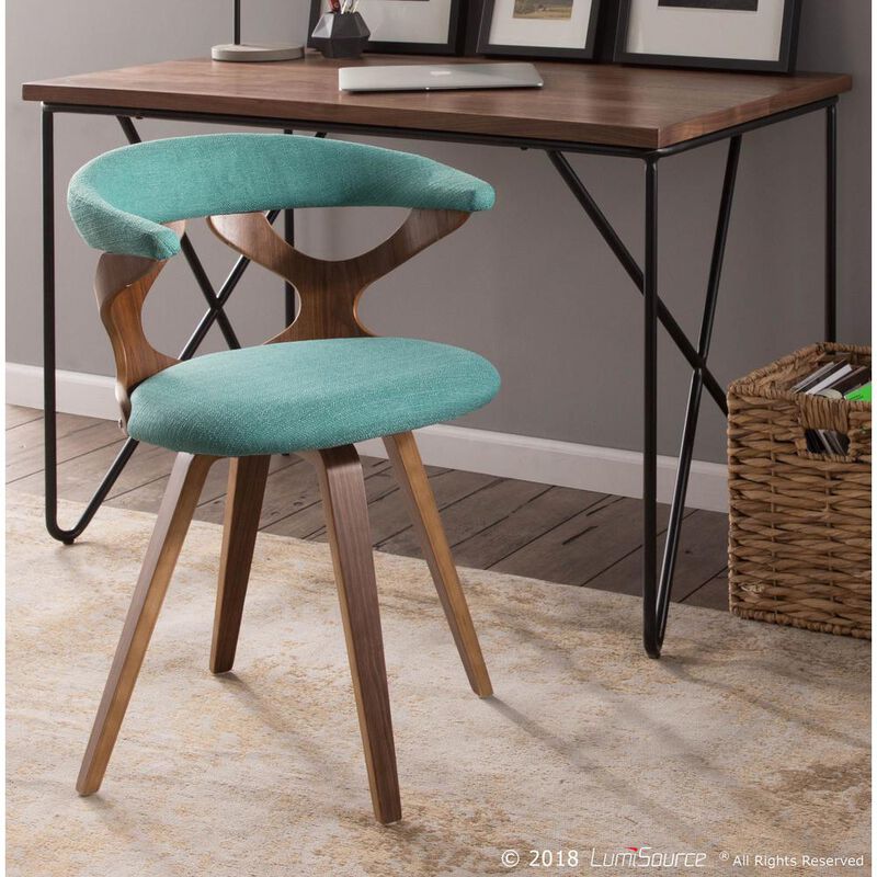 LumiSource Walnut, Teal Gardenia Chair