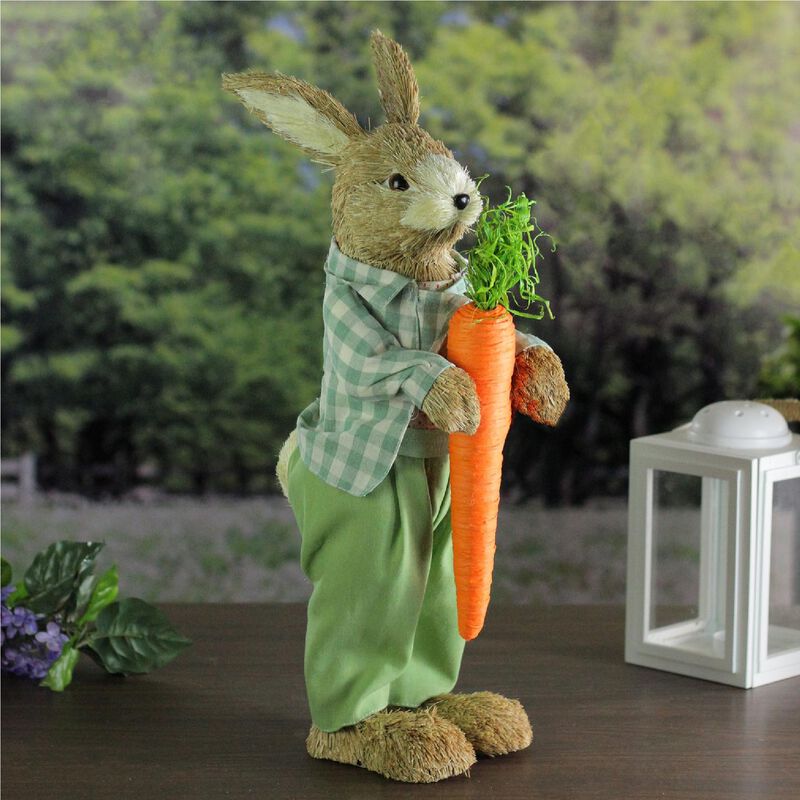19" Spring Sisal Standing Bunny Rabbit Figure with Carrot