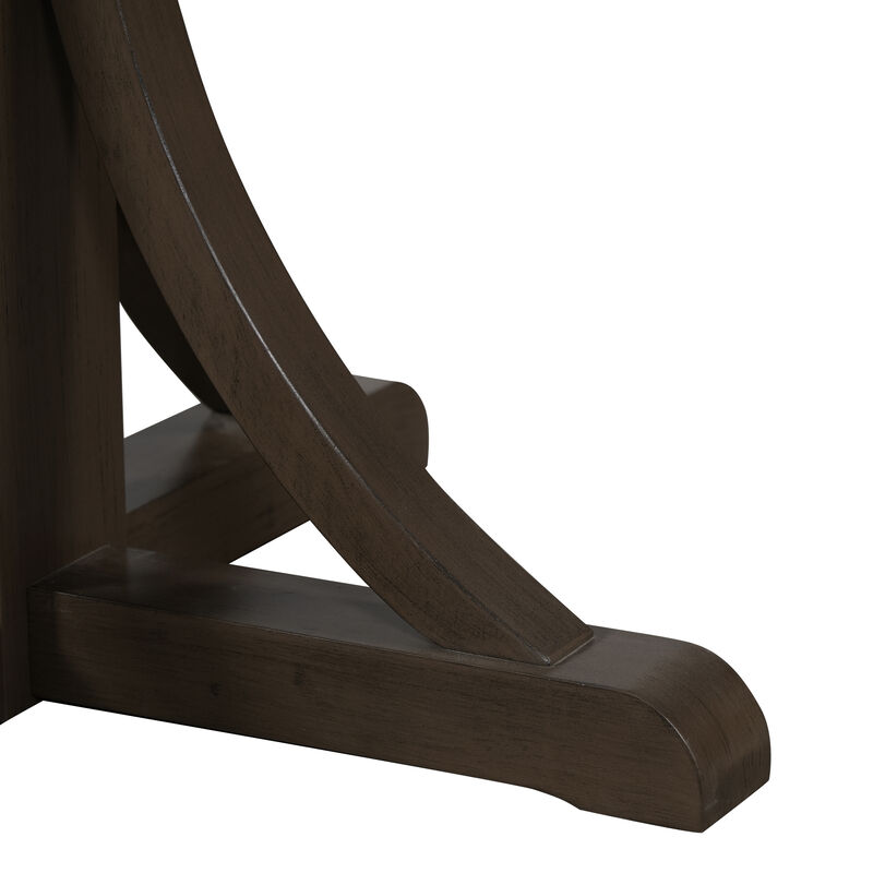 Merax Farmhouse Dining Table with Reinforced Cross Base, Solid Rubberwood Frame image number 4