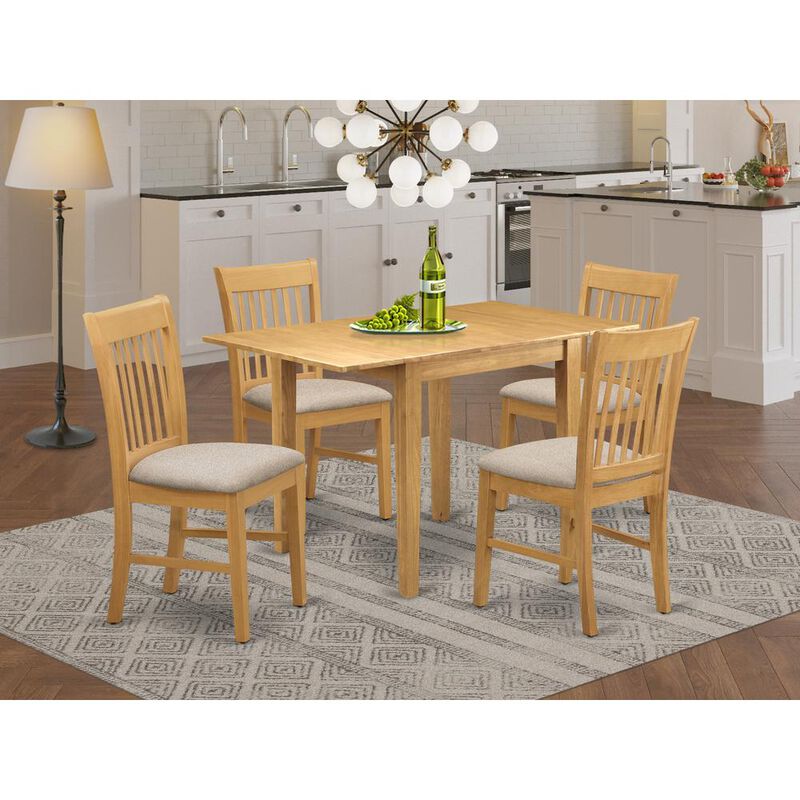 East West Furniture Dining Room Set Oak, NDNO5-OAK-C