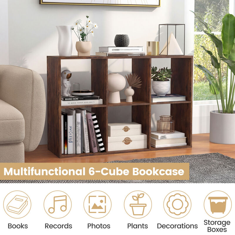 Large 6 Cube Storage Shelf with Back Guardrail for Bedroom image number 5