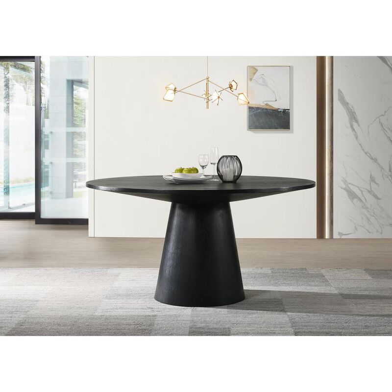 Lilola Home Jasper Ebony Black 59 Wide Contemporary Round Dining Table