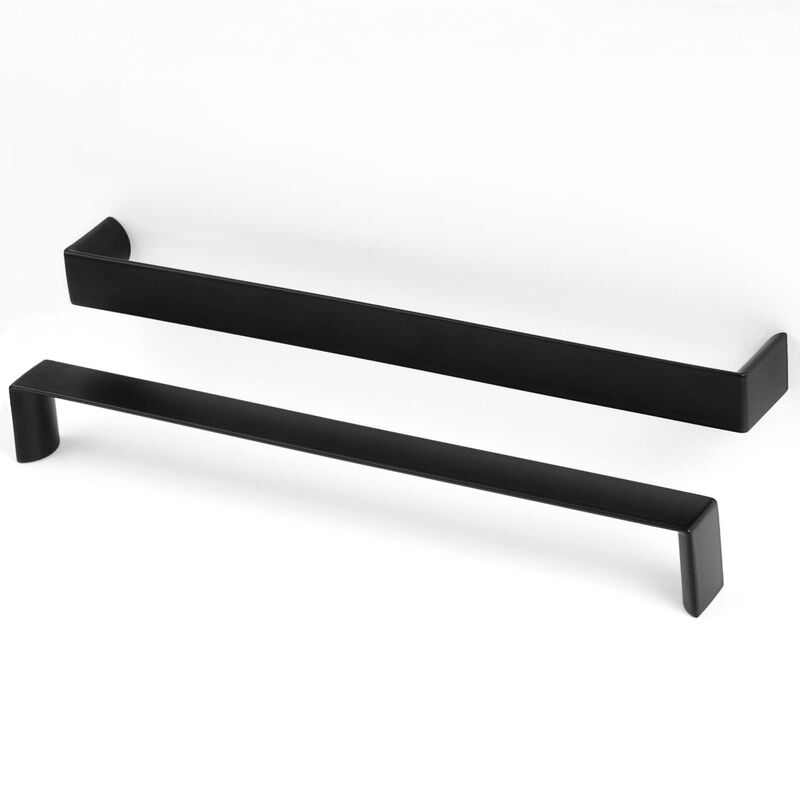 BEROSSA 8-4/5 Inch Screw Spacing, Matte Black Wide Flat Modern Pull, Kitchen Cabinet Handle, Pack of 1 | Solid Furniture Hardwar
