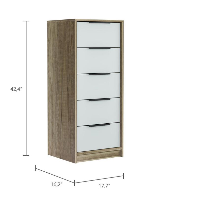 Egeo 5 Drawer Dresser White