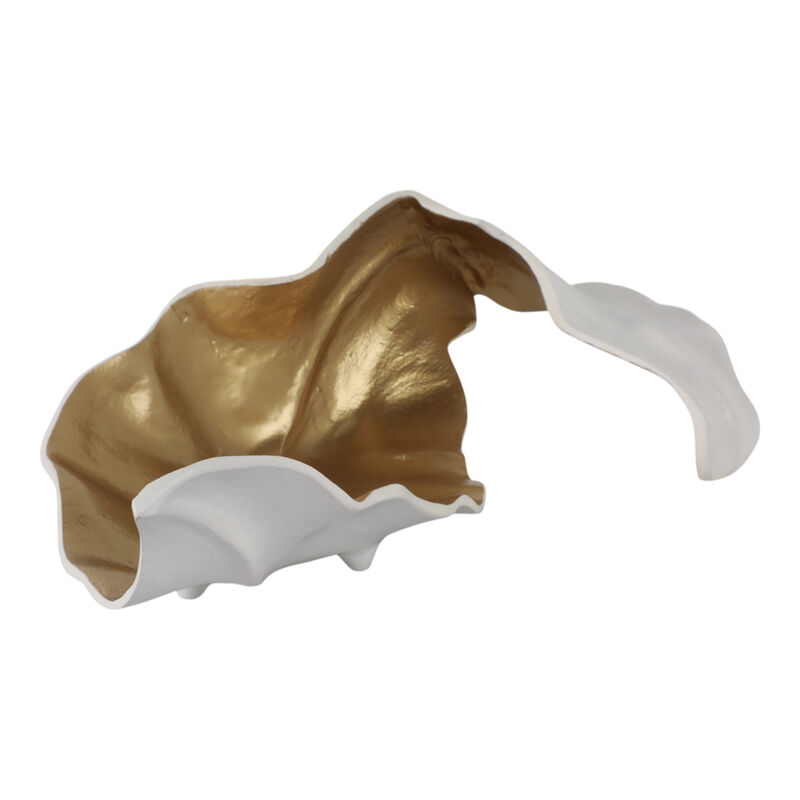 Metal 18" Curled Leaf, Ivory/gold image number 2