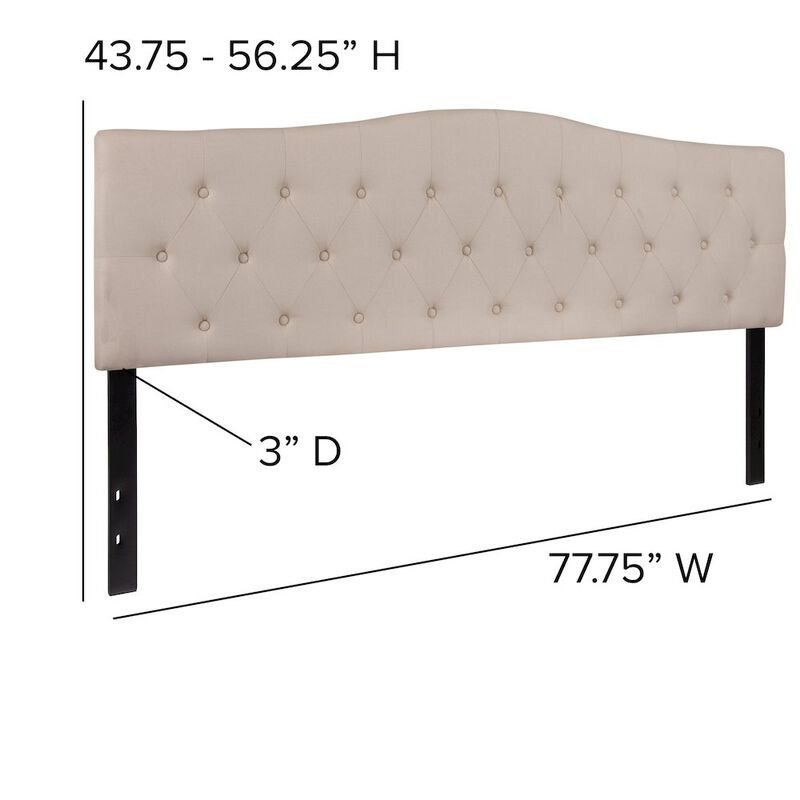 Flash Furniture Tufted Upholstered King Size Headboard in Beige Fabric image number 3