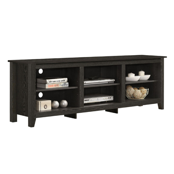 Nitto TV Stand Media Cabinet, Adjustable Open Shelf, Dark Gray 70 Inch - Benzara