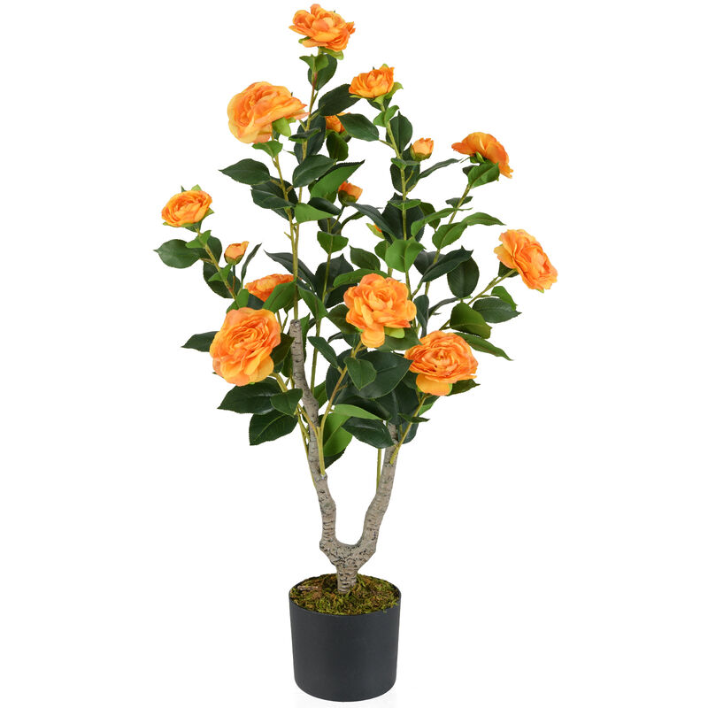 Artificial Camellia Tree with Blooming Flowers, 1-Pack for Indoor or Outdoor Decor