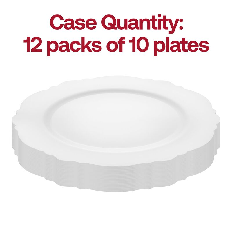 7.5" Solid White Round Blossom Plastic Salad Plates (120 Plates) image number 3
