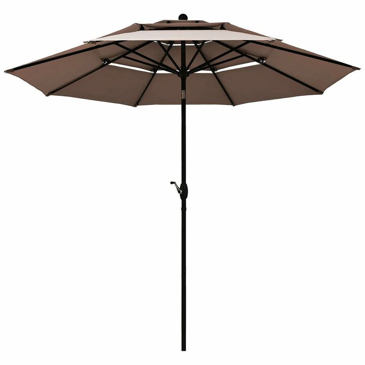 Mondawe 10 Feet 3 Tier Outdoor Patio Umbrella with Double Vented