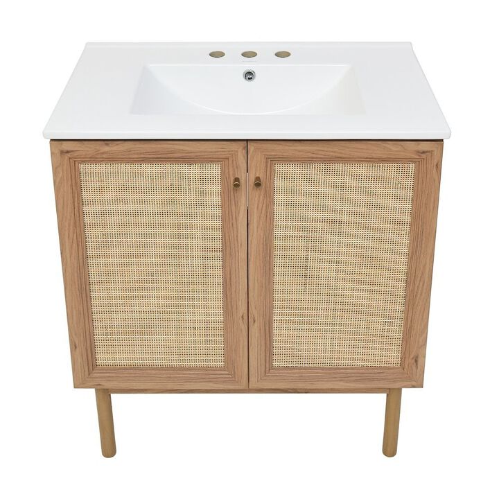 30" Freestanding Bathroom Vanity with 3-Hole Widespread Sink Top
