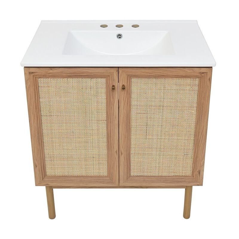 30" Freestanding Bathroom Vanity with 3-Hole Widespread Sink Top image number 1