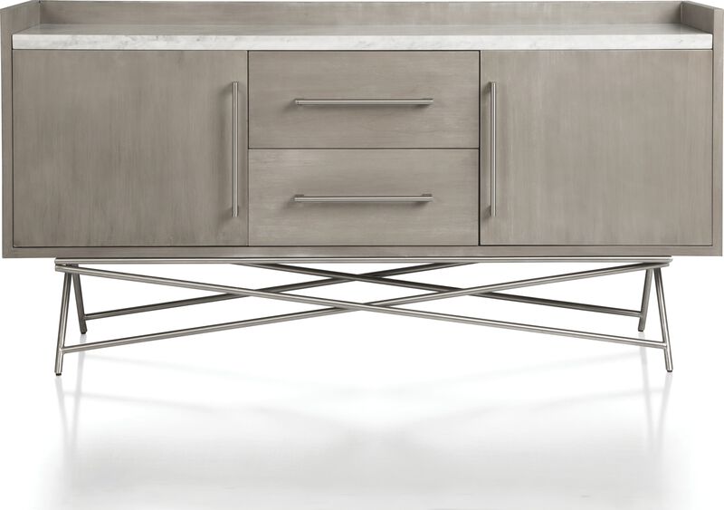 Coral Marble Top Rectangular Sideboard in Antique Grey