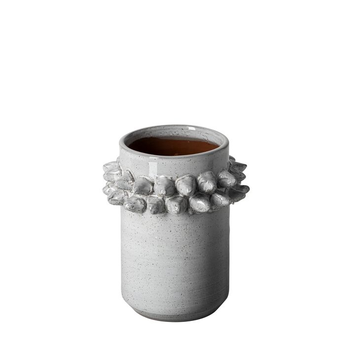 Decorative Spikely Ceramic Vase in Whitewash Finish for Home Display
