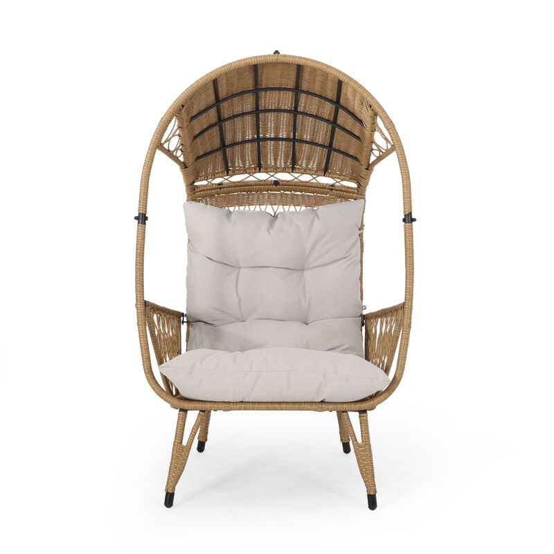 Merax Outdoor Wicker Standing Basket Chair with Cushion
