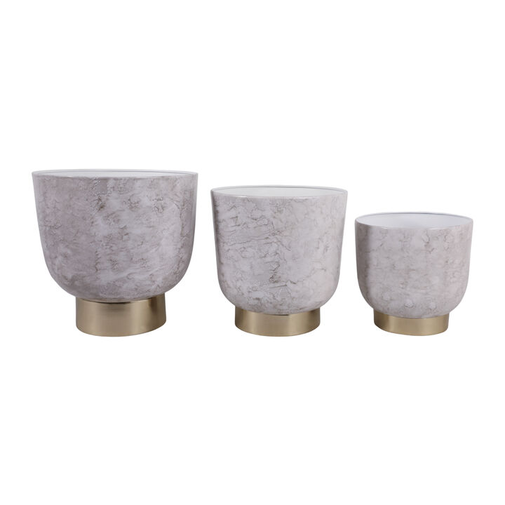 S/3 Marbled Finish Planters