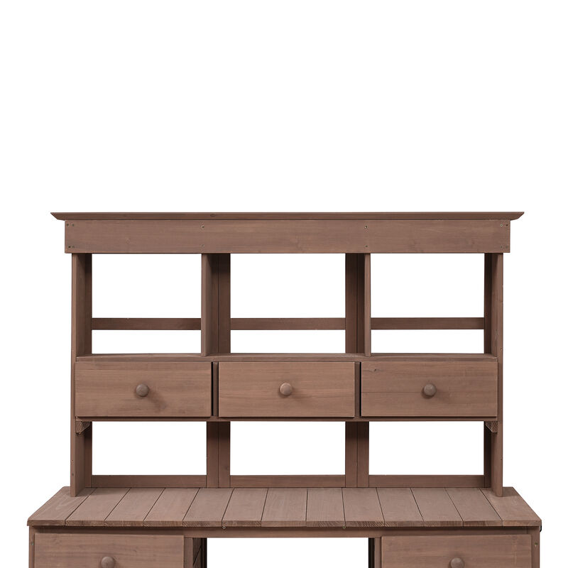 Merax Rustic Garden Potting Bench Table with Large Storage