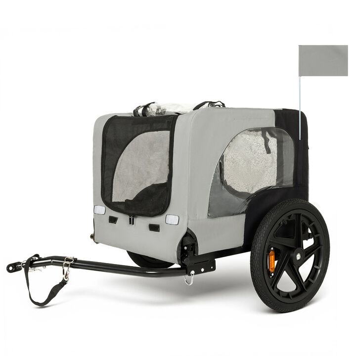 66LB Capacity Heavy-Duty Foldable Pet Bike Trailer with 16" All-Terrain Wheels & Universal Hitch