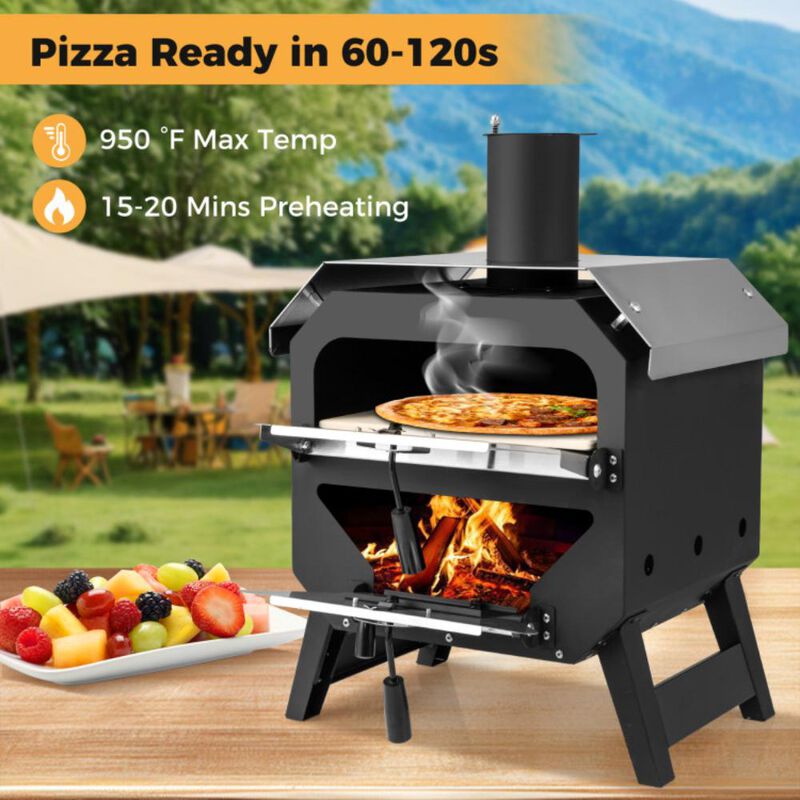 Hivvago Outdoor Pizza Oven with Pizza Stone for Patio Backyard Camping BBQ