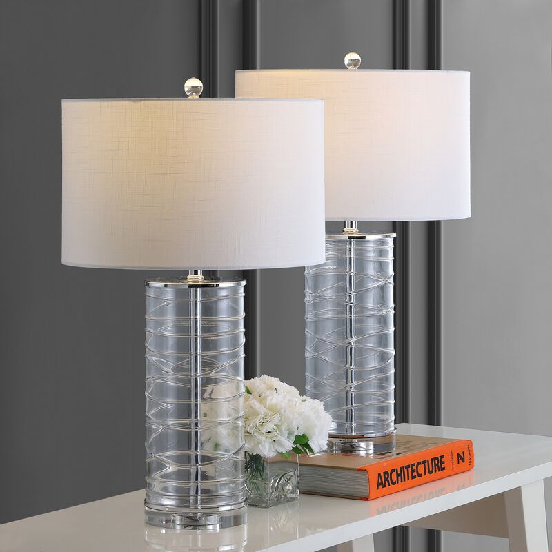 Cole Modern Fused Glass Cylinder LED Table Lamp (Set of 2)