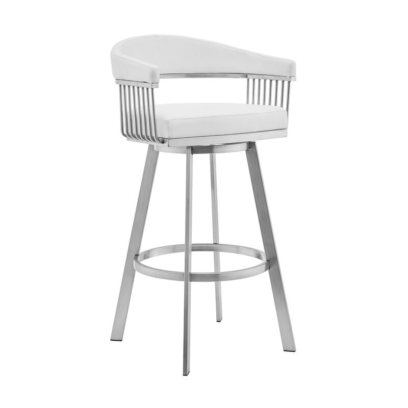 Chelsea Faux Leather and Brushed Stainless Steel Swivel Bar Stool