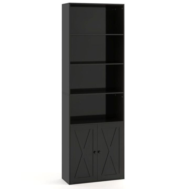 Hivvago 71 Inch Freestanding Bookshelf with 6 Shelves and 2-Door Cabinet
