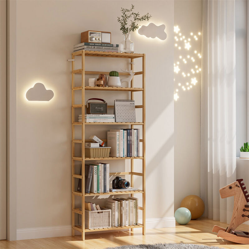 Freestanding Storage Shelf Unit 6-tier Bamboo Storage Rack Bookshelf Plant Stand image number 3