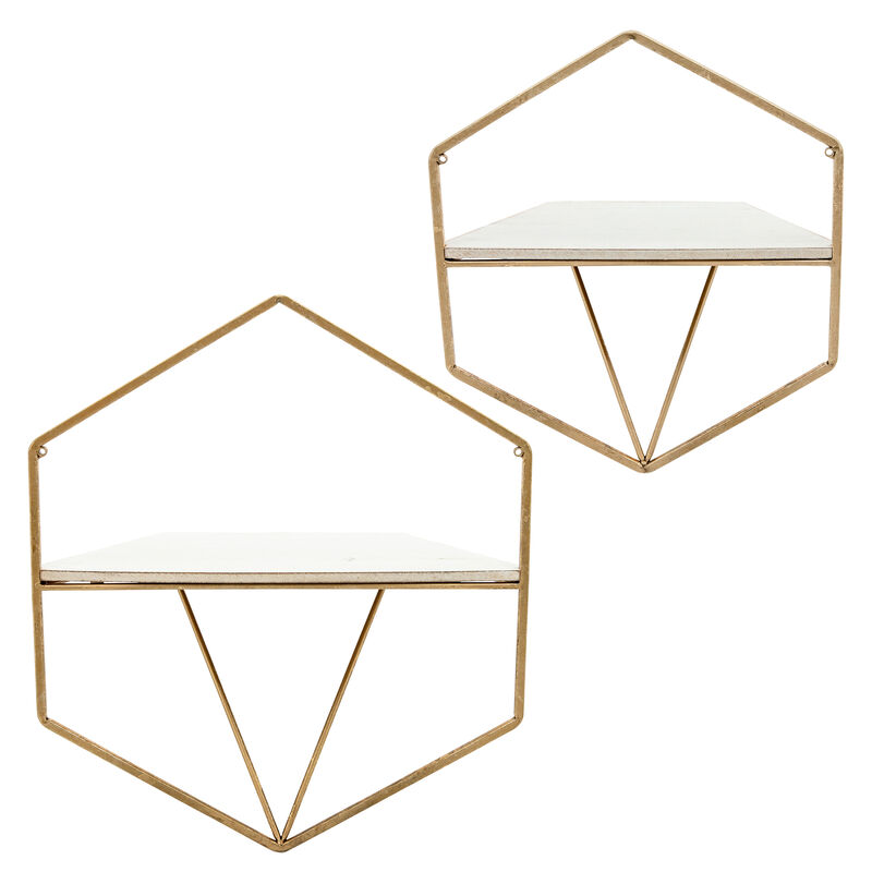 S/2 Metal/Wood Hexagon Shelves image number 3