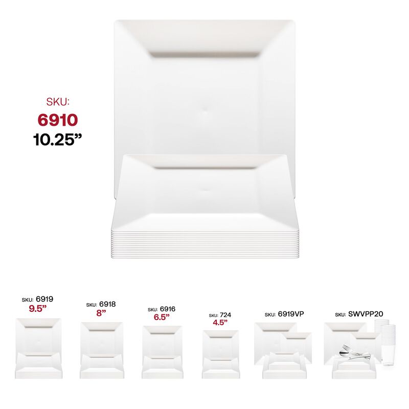 10.75" White Square Plastic Dinner Plates (120 Plates) image number 5