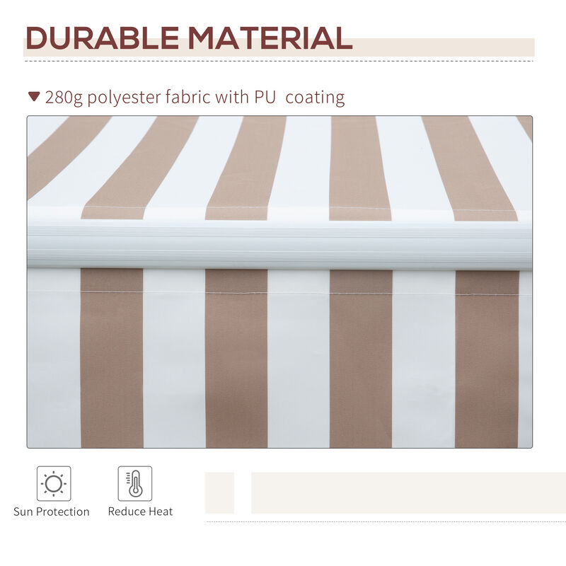 Outsunny 12' x 8' Retractable Awning Patio Awnings Sun Shade Shelter with Manual Crank Handle, 280g/m² UV & Water-Resistant Fabric and Aluminum Frame for Deck, Balcony, Yard, Beige