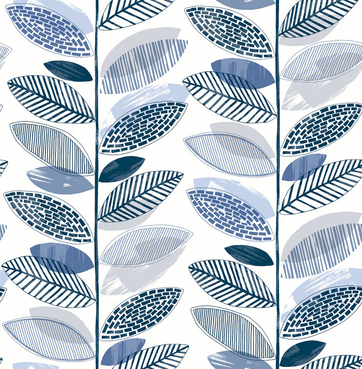 Nyssa Blue Leaves Wallpaper