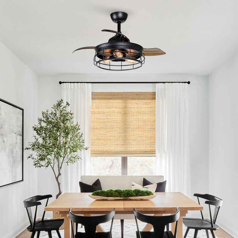 36 in.  Industrial Black 3blades Ceiling Fan with Remote