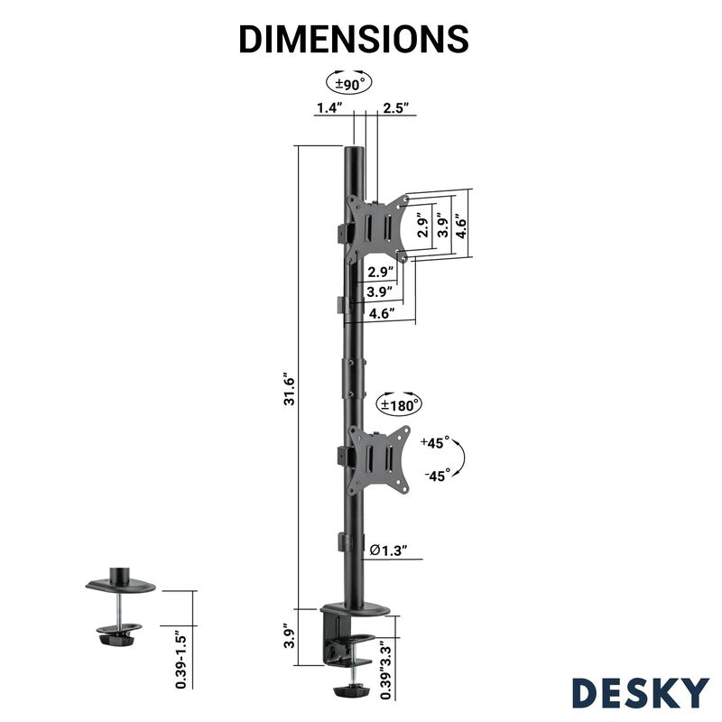 Desky Eco Vertical Monitor Mount image number 7