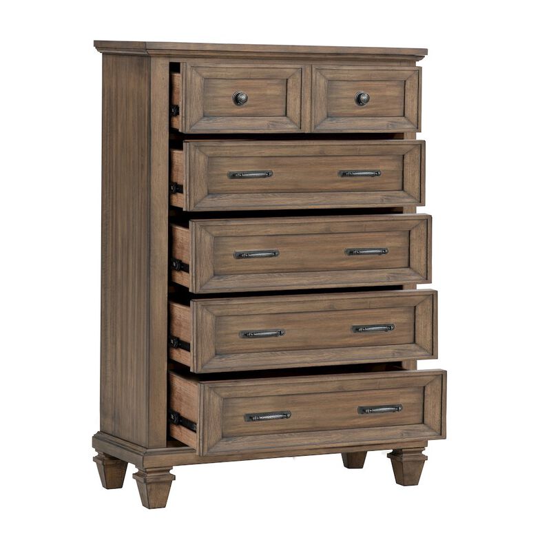 New Classic Furniture Mariana Wood 5-Drawer Chest, Vintage Mocha