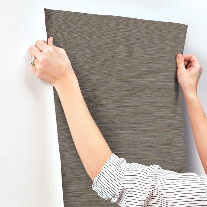 Oasis Charcoal Faux Grasscloth Wallpaper (Set of 2)