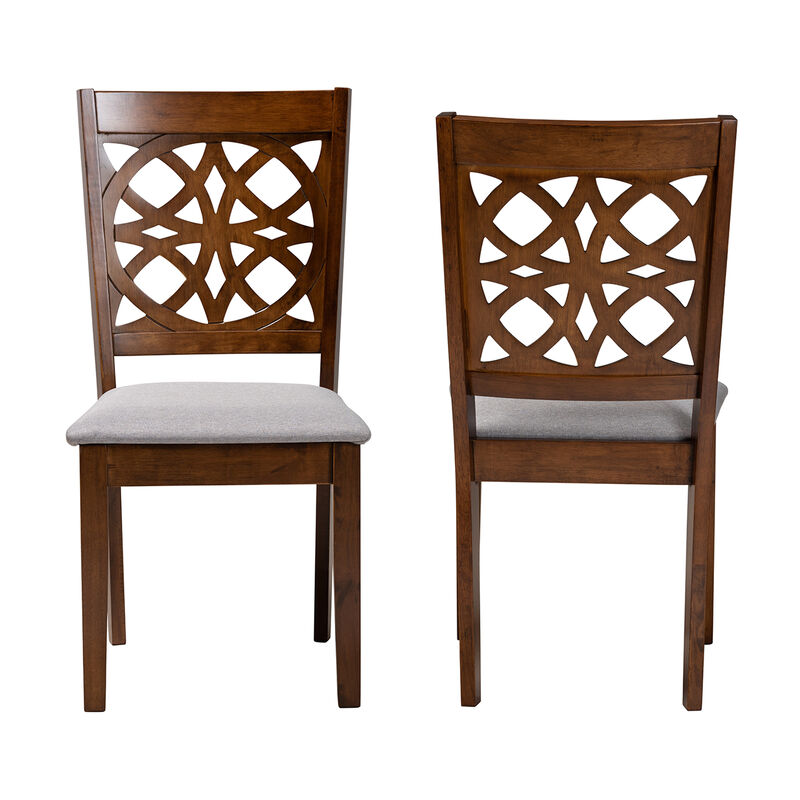 Baxton Studio Abigail Cream Fabric and Dark Brown Finished Wood 2-Piece Dining Chair Set