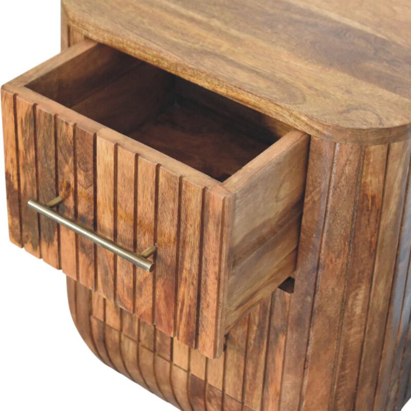 Artisan Furniture Solid Wood Fluted Bedside with Drawers, brown image number 5