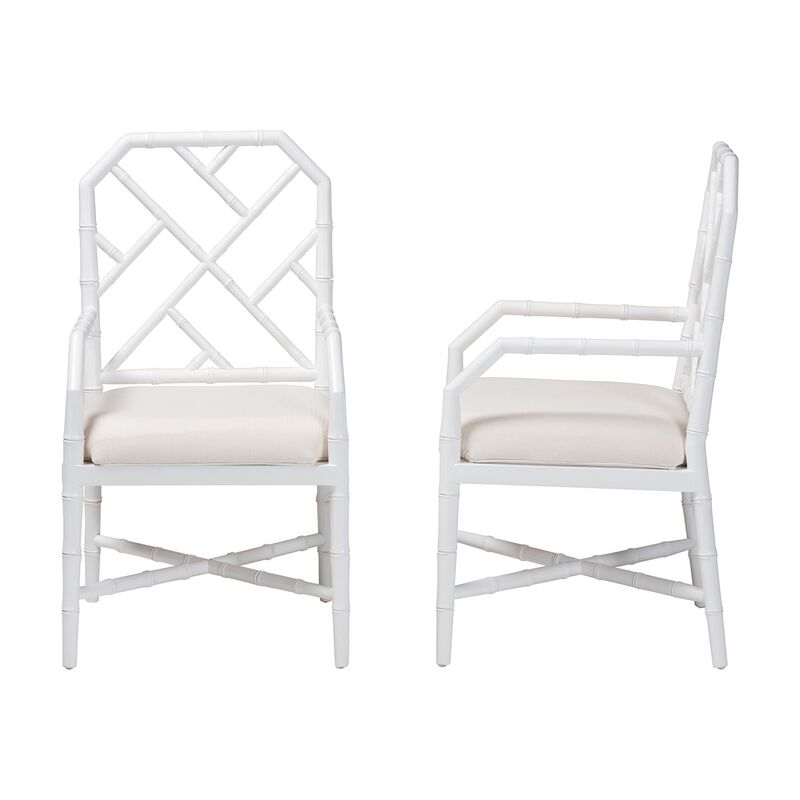 bali & pari Sergio Wood 2-Piece Dining Chair Set - Chippendale Side Chair with Bamboo Motif and Upholstered Seat Cushion image number 2