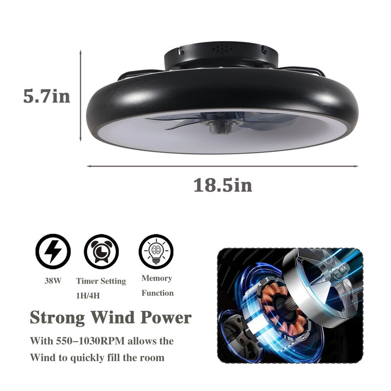 ELEMENT ACE 19 Inch Indoor Ceiling Fan with Integrated LED Light, Reversible DC Motor, Remote & App Control, Dimmable Lighting, 7 ABS Blades, Quiet Operation for Bedroom Kitchen Home Office Nursery image number 2