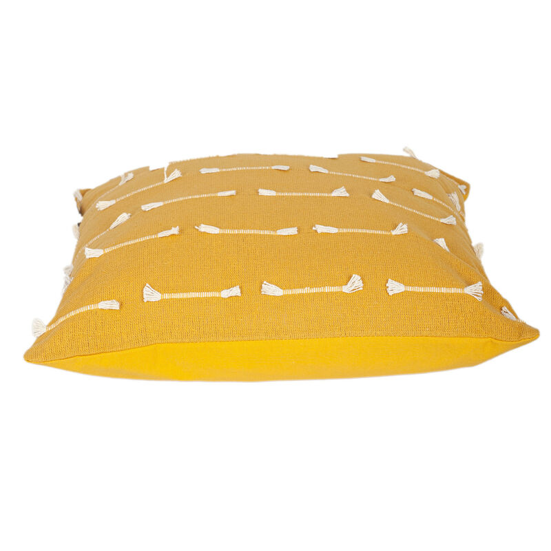 HomeRoots 18" Yellow Striped Cotton Throw Pillow With Texture image number 2